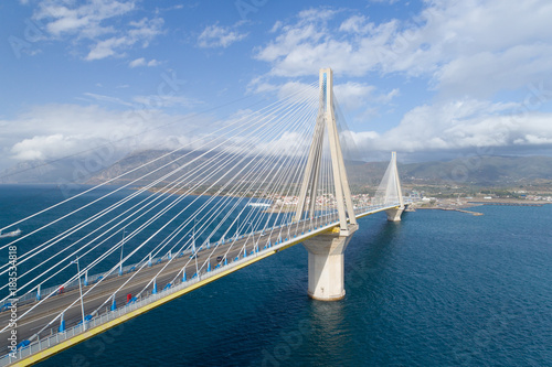 Fototapeta Naklejka Na Ścianę i Meble -  aerial view of the Charilaos Trikoupis bridge Rio-Antirio
