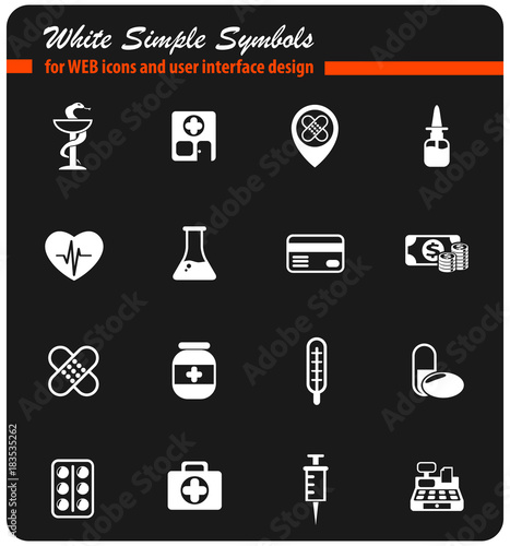 drug store white icon set