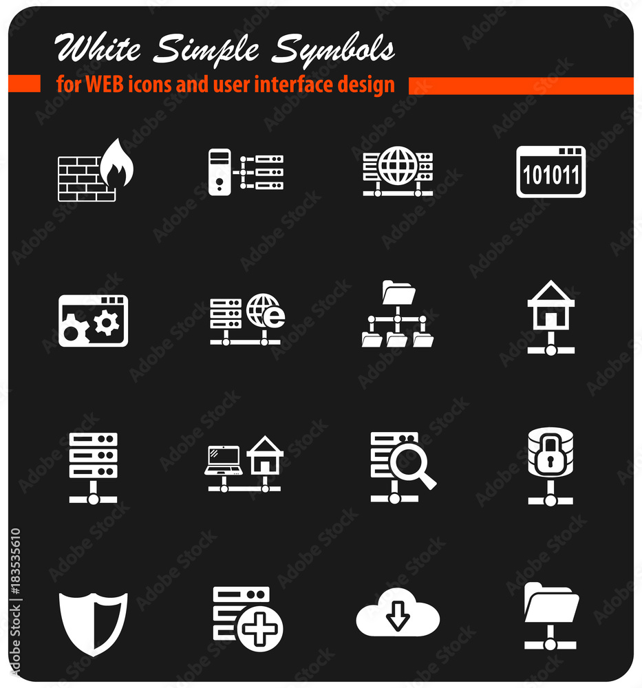 hosting provider white icon set hosting provider white icon set