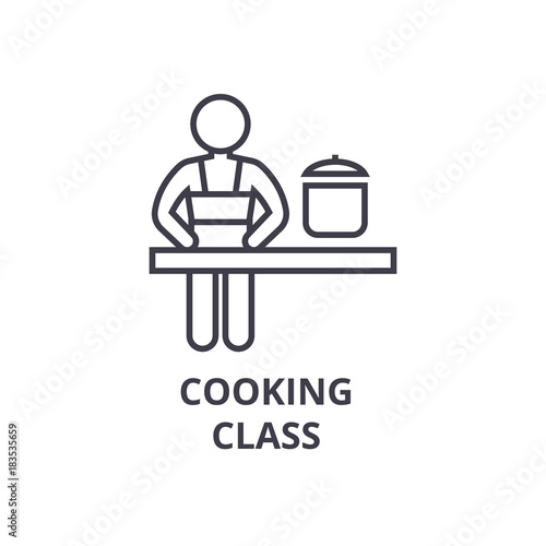 cooking class line icon, outline sign, linear symbol, flat vector illustration
