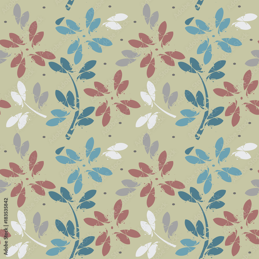 Decorative seamless pattern with abstract flowers