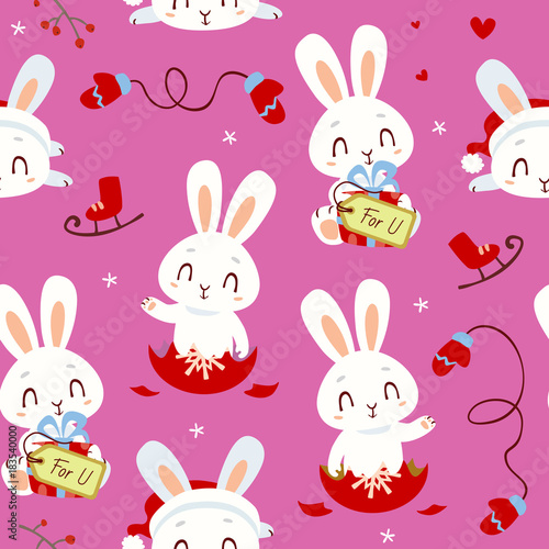 vector cartoon style easter bunny set