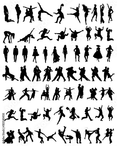 Big collection of people silhouettes, vector