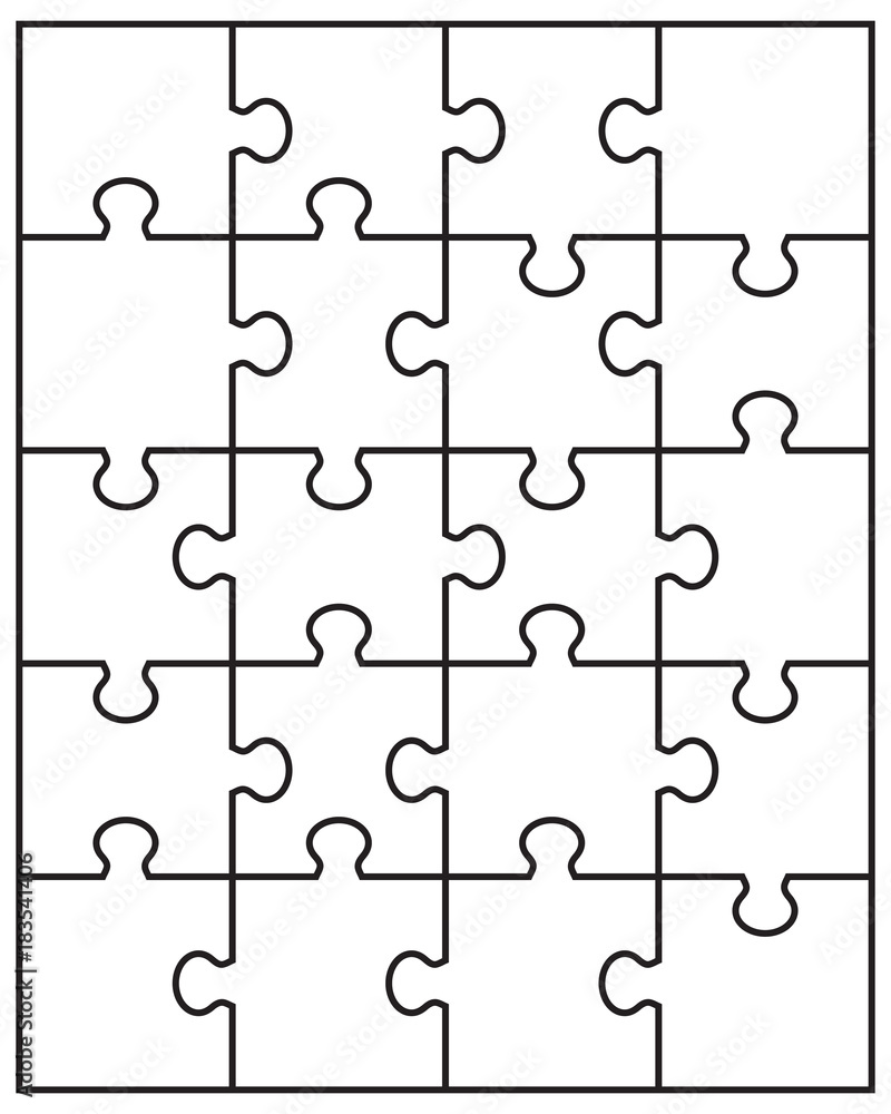 Vector illustration of separate parts of white puzzle Vector illustration of separate parts of white puzzle