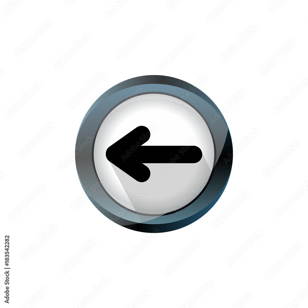 Previous arrow icon. Mark back. left direction symbol. Round web button with flat icon. Vector Previous arrow icon. Mark back. left direction symbol. Round web button with flat icon. Vector