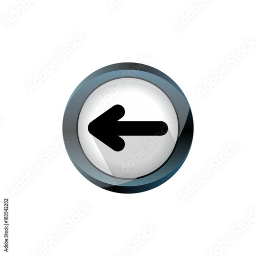 Previous arrow icon. Mark back. left direction symbol. Round web button with flat icon. Vector