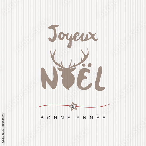 CARTE DE VOEUX sur papier kraft blanc