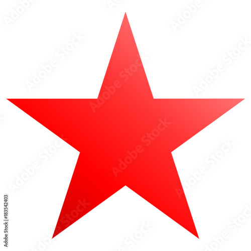 Christmas star red - simple 5 point star - isolated on white
