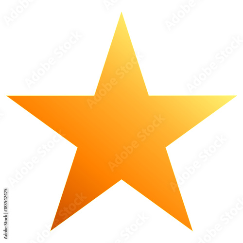 Christmas star orange - simple 5 point star - isolated on white