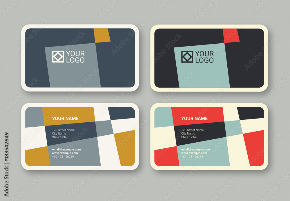 Geometric Business Card in 2 Color Palettes plantilla de Stock