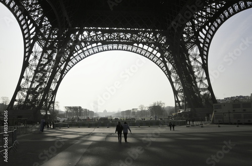 Early morning walk under the Eiffel Tower