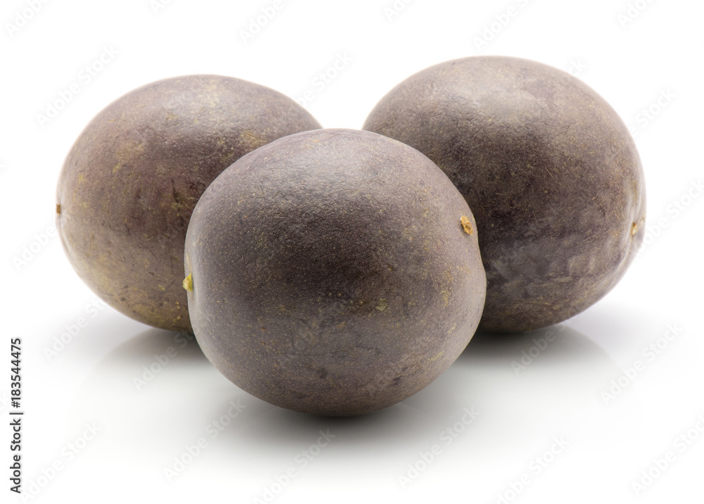Three passion fruits isolated on white background fresh. Three passion fruits isolated on white background fresh.