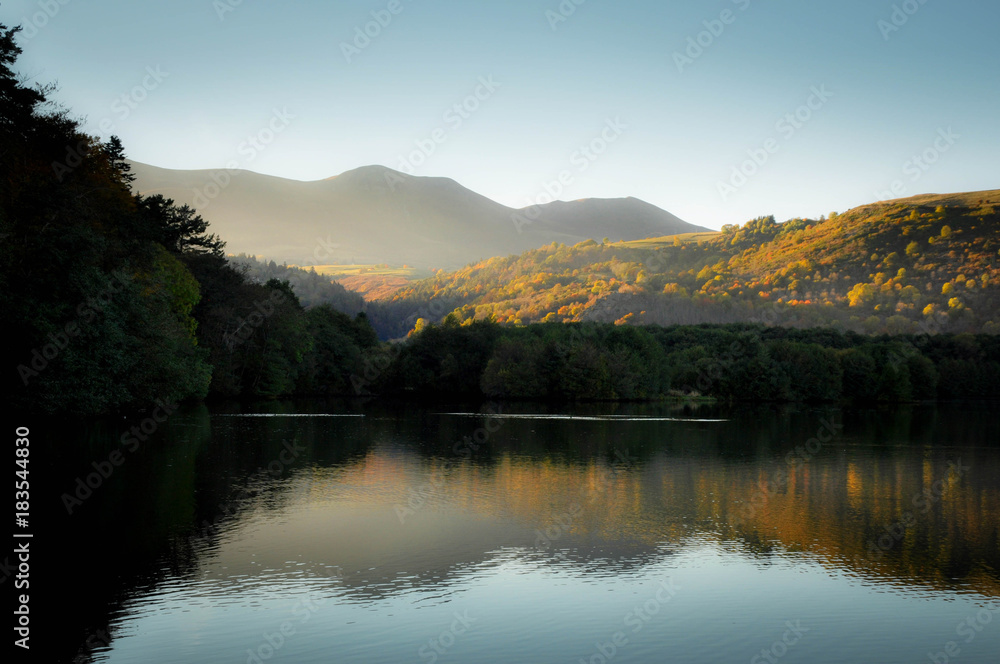 Reflections of Autumnal Colors on the Lake of Chambon