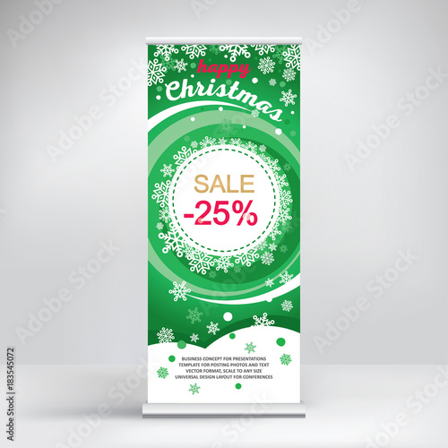 Beautiful promotional roll-up banner for Christmas and new year 2018