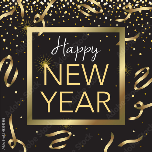 Gold Frame Happy New Year Vector Illustration 1