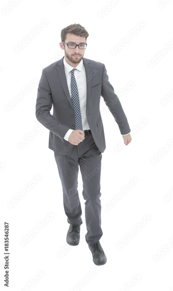 Successful business man confidently goes forward Successful business man confidently goes forward