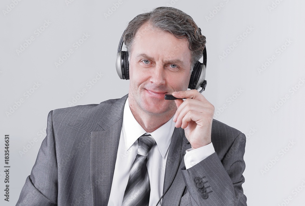 closeup .portrait of confident employee call center closeup .portrait of confident employee call center