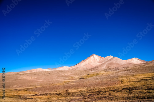 Dry and desolate landscape in bolivian Altiplano
