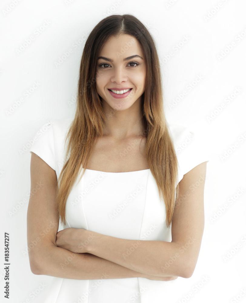 Portrait of successful business woman on white. Portrait of successful business woman on white.