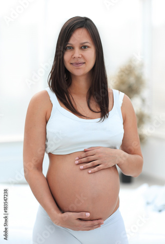 portrait of young pregnant woman on a light background. Free Download portrait of young pregnant woman on a light background. - GFXLoad