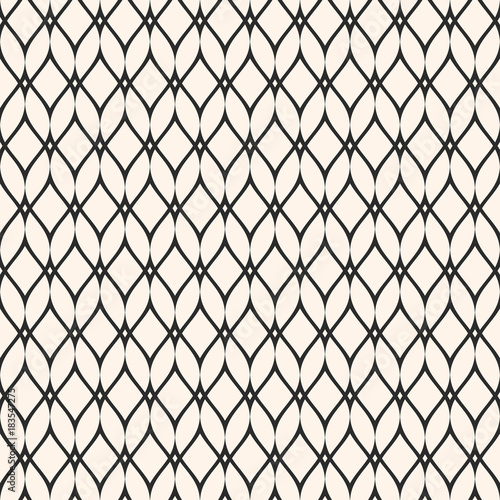 Elegant mesh seamless pattern, thin wavy lines. Texture of lace, weaving, net, smooth lattice. Subtle monochrome geometric background. Repeat design for prints, fabric, textile, decor. - Stock vector