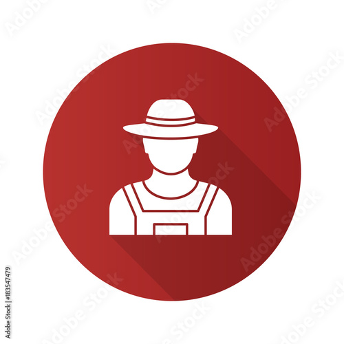 Farmer flat design long shadow glyph icon