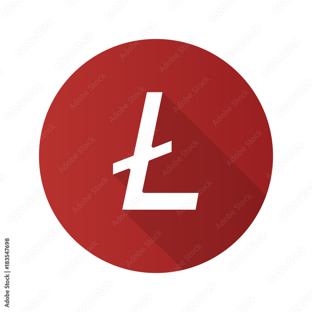 Litecoin flat design long shadow glyph icon Litecoin flat design long shadow glyph icon