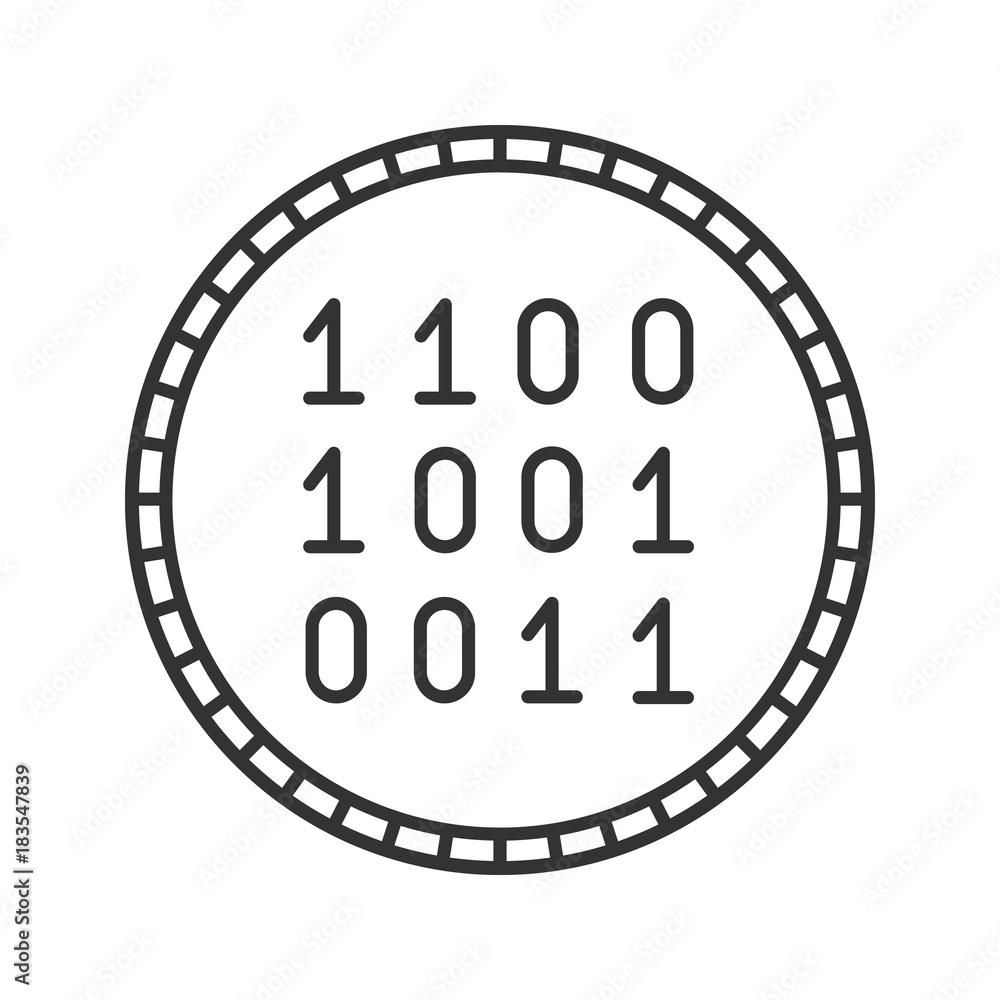 Obraz premium Coin with binary code linear icon