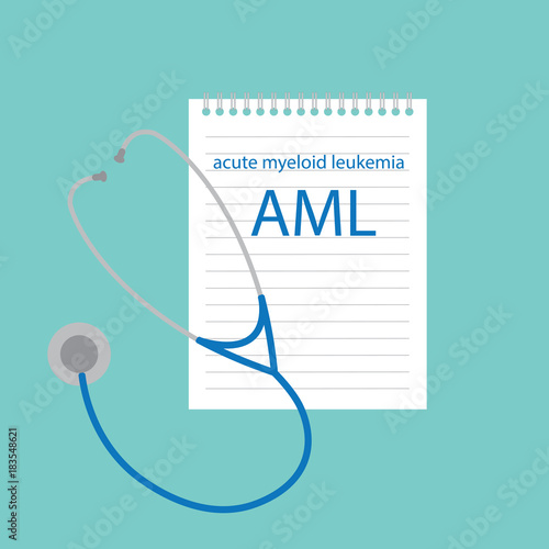 AML Acute Myeloid Leukemia written in notebook- vector illustration