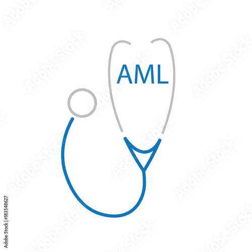 AML (Acute Myeloid Leukemia) acronym and stethoscope icon- vector illustration