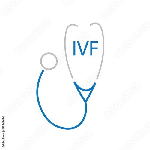 IVF (In Vitro Fertilization) acronym and stethoscope icon- vector illustration