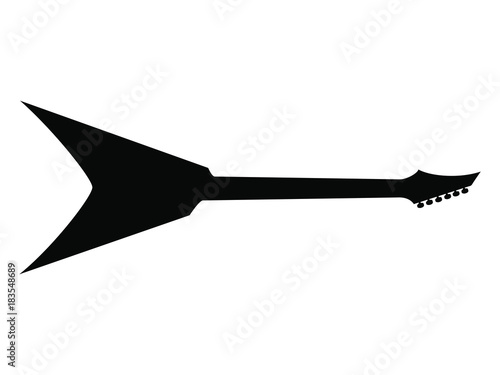 High Quality Hand Drawn Black Silhouette of and Heavy Metal Guitar