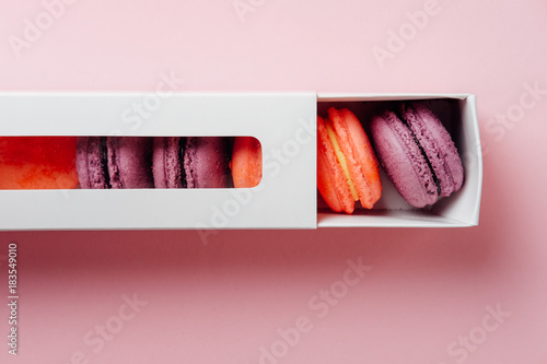 Obraz na plátně Sweet holiday present. Box of colorful cookies.