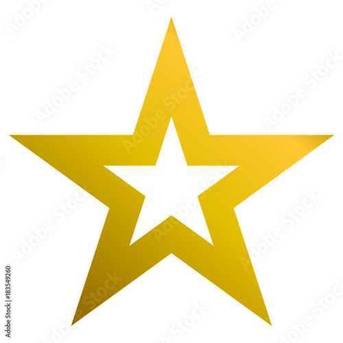 Christmas star golden - outlined 5 point star - isolated on white