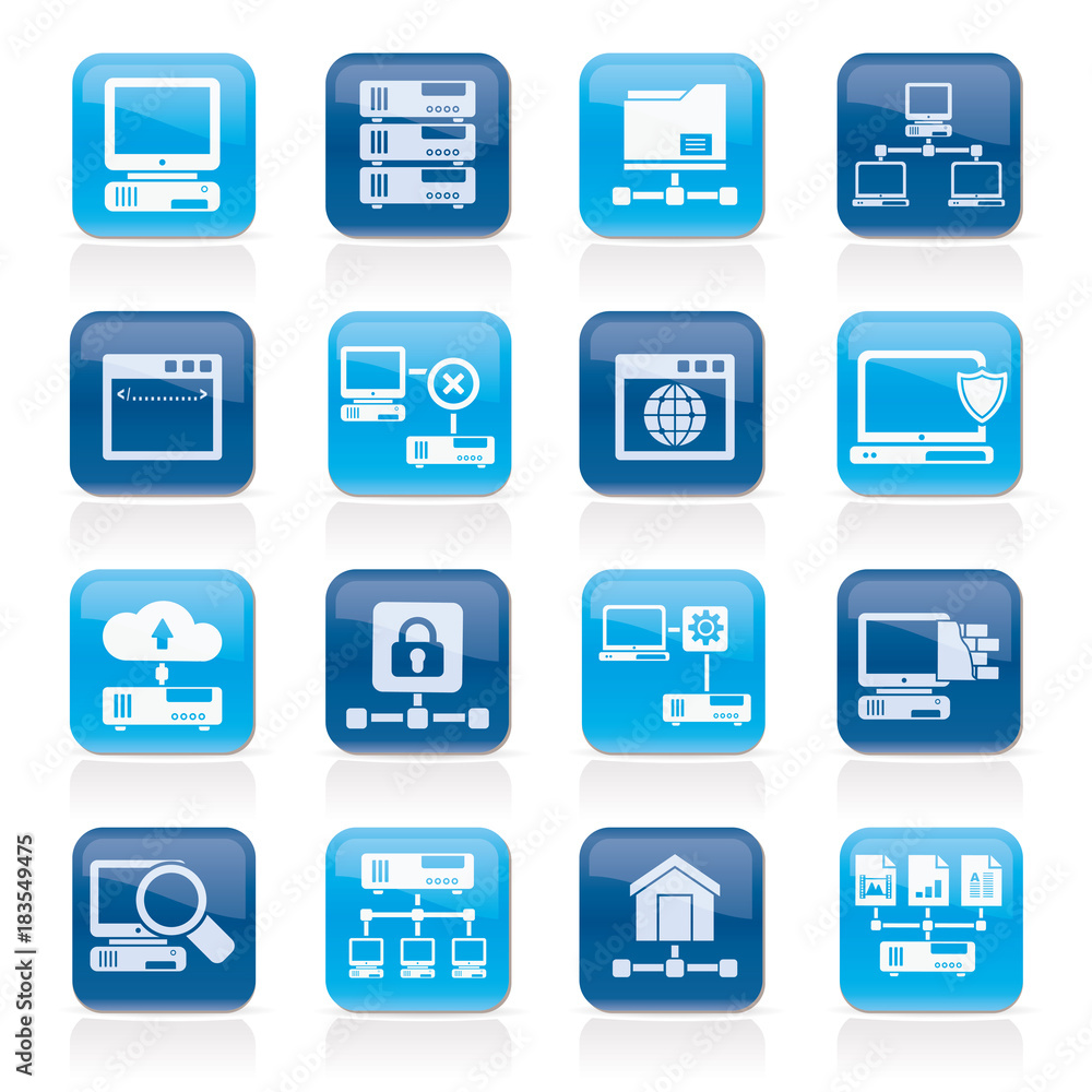 Server and network icons - vector icon set Server and network icons - vector icon set