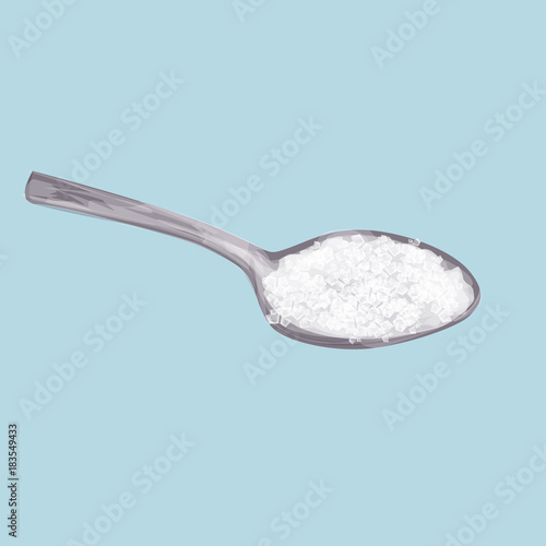 Sugar spoon. Vector illustration object isolated. White powder