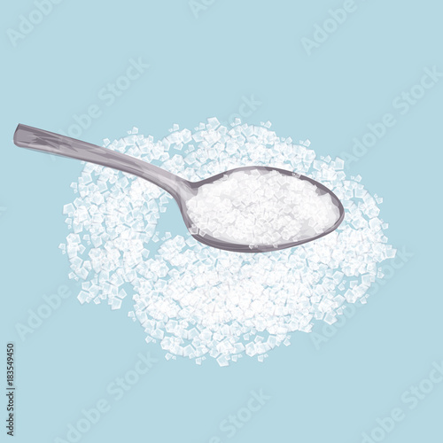 Sugar spoon. Vector illustration object isolated. White powder