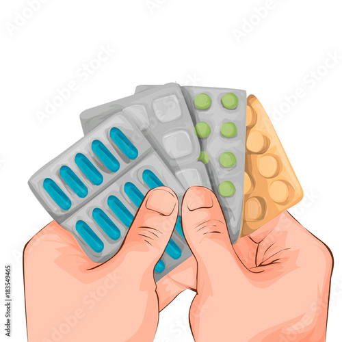 Medicine pills, pharmaceutical antibiotics drugs vector. olor pills, illustration of antibiotic and vitamin pill