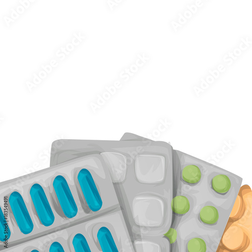 Medicine pills, pharmaceutical antibiotics drugs vector. olor pills, illustration of antibiotic and vitamin pill