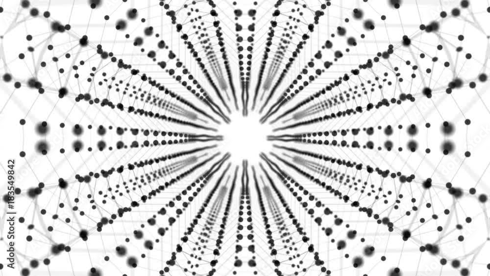 black and white abstract kaleidoscope background. 3d render slow moving, changing shapes black and white abstract kaleidoscope background. 3d render slow moving, changing shapes