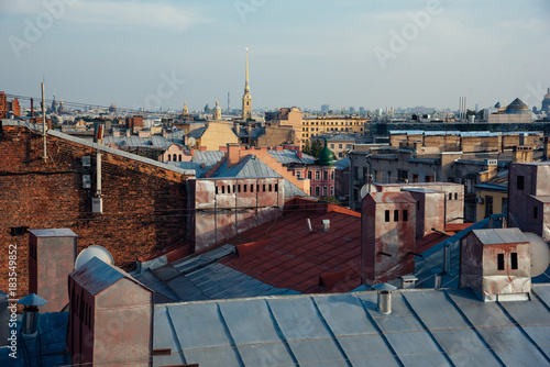 view over the rooftops of Saint-Petersburg and the Peter and Paul fortress