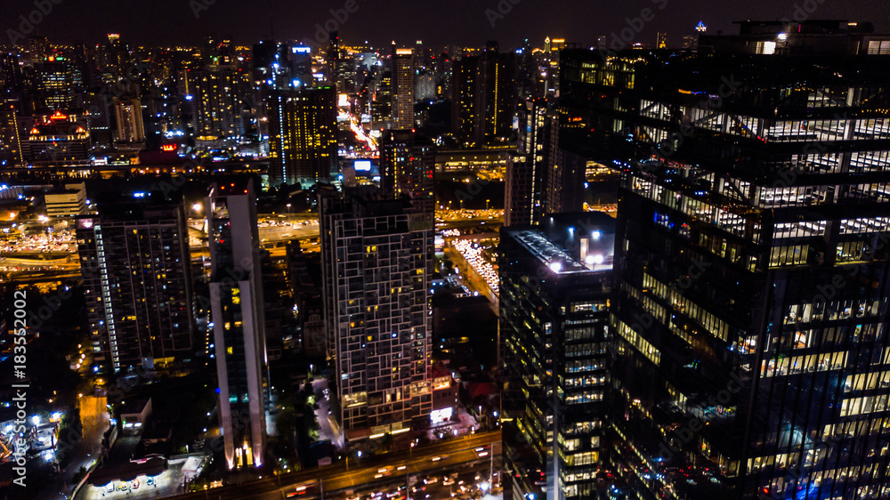 Aerial view of building or city in Night time Aerial view of building or city in Night time