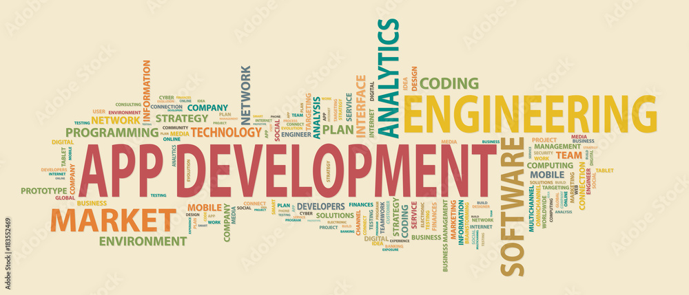 Application development banner. Concept to building successful business. Typography banner. Flat vector illustration