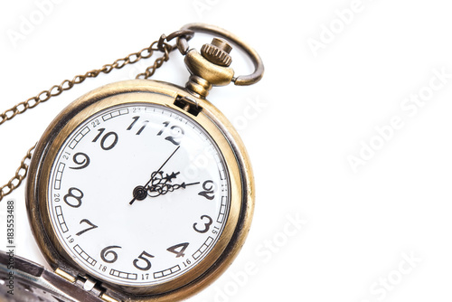 Vintage pocket watch isolated on white background