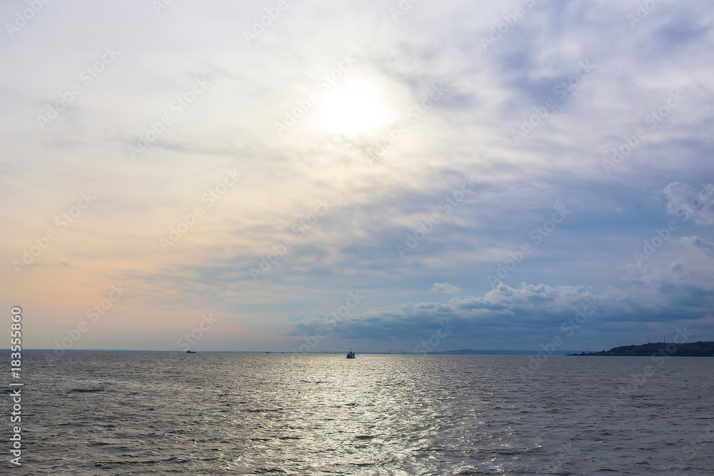 Gray sky over sea. Gray sky over sea.