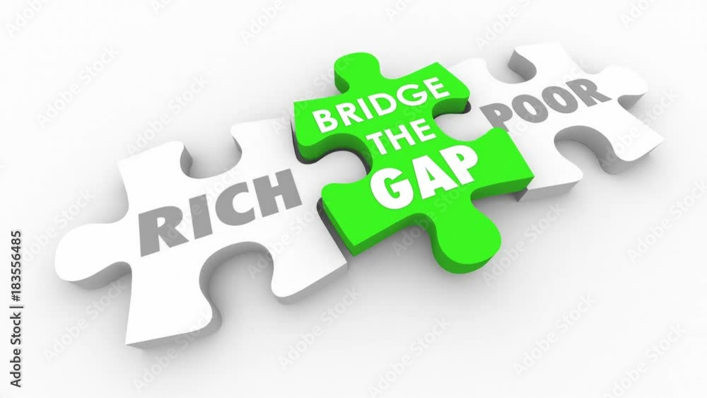 Bridge Gap Between Rich and Poor Puzzle Pieces 3d Animation Bridge Gap Between Rich and Poor Puzzle Pieces 3d Animation