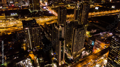 Aerial view of building or city in Night time