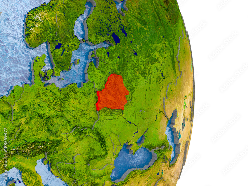 Belarus on realistic globe