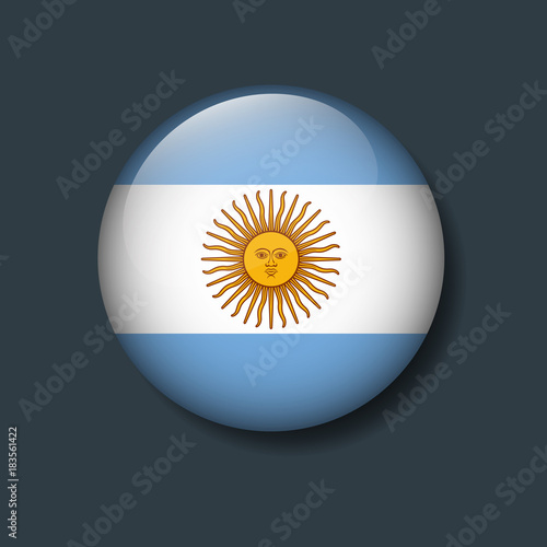 Argentina Flag on 3D Button, National Football or Soccer team logo Concept.