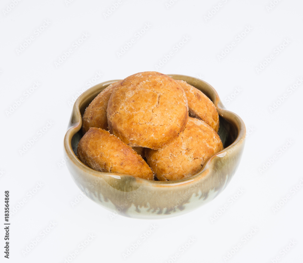 Peanut cookies or Chinese traditional peanut cookies on a background.